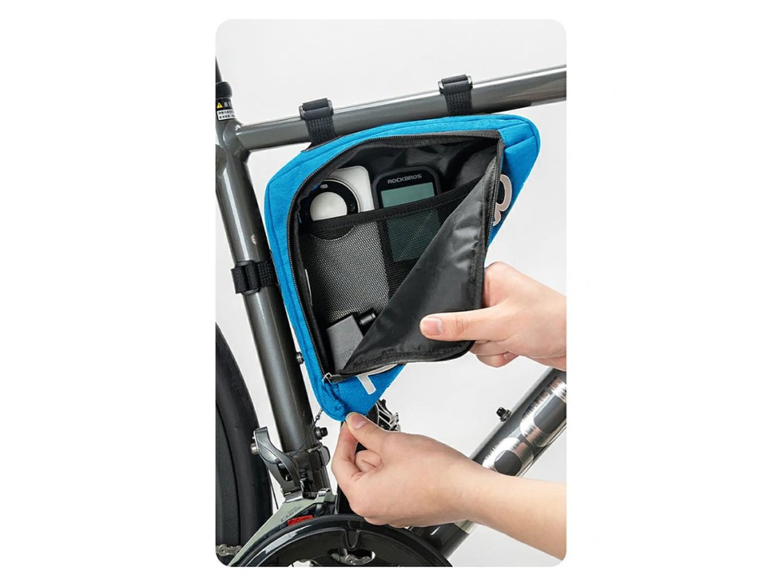 Bolsa para cuadro de bicicleta Rockbros G002 Flash Journey Triangle 1.4L - Azul