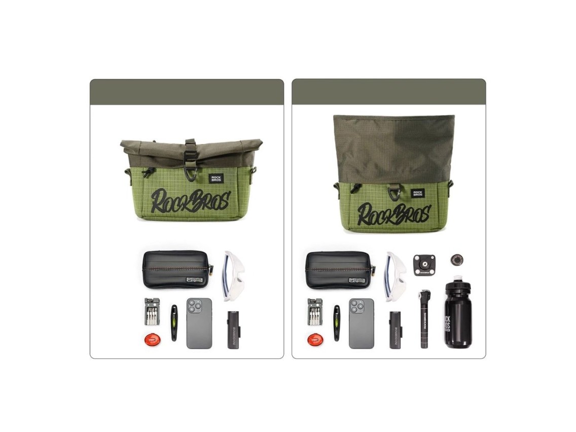 Bolsa plegable para manillar de bicicleta Rockbros W020-1 - Verde