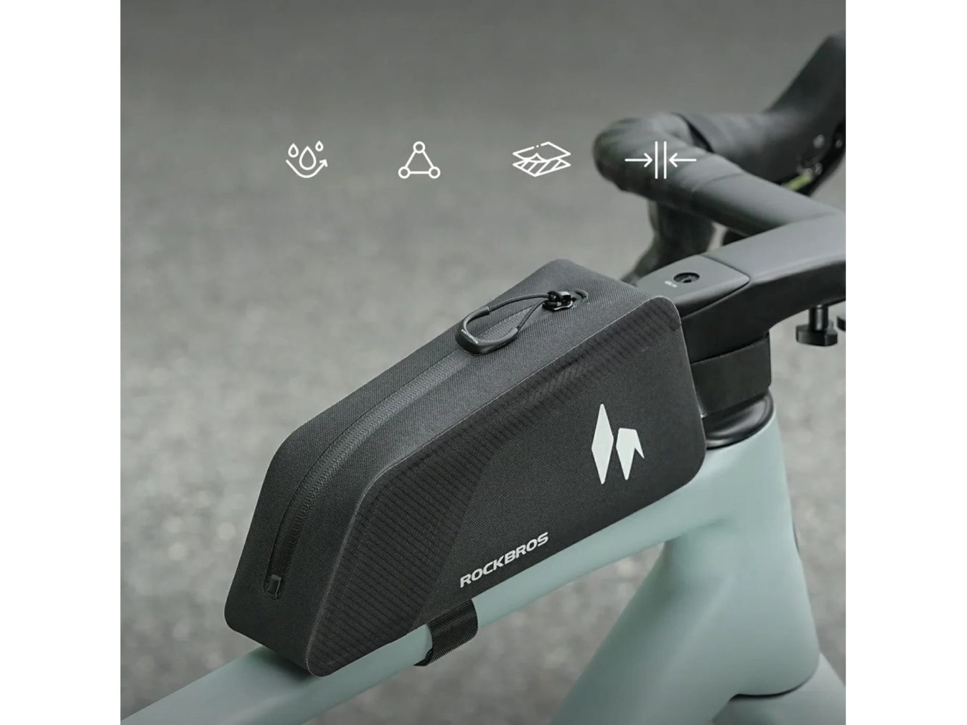 Bolsa impermeável para quadro superior Rockbros AS-151 RideMate - Preta