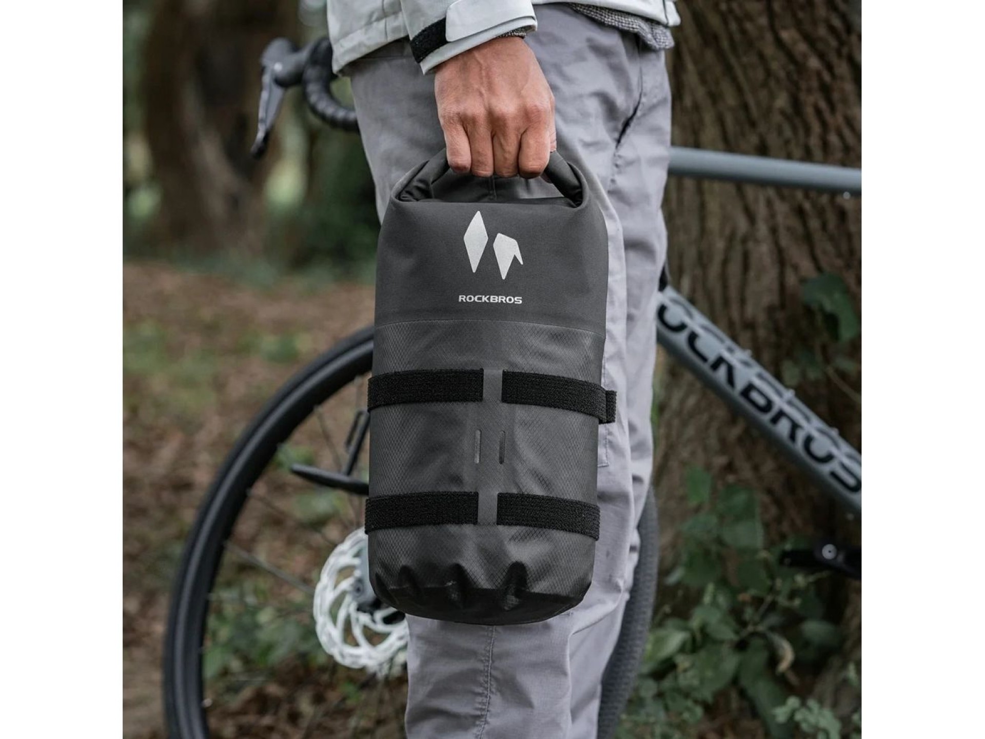Bolsa de garfo impermeável Rockbros AS-156 de 7 litros - Preta