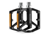 Pedales de bicicleta reflectantes de aluminio Rockbros K371 con rodamientos sellados - Negro