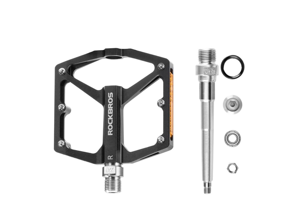Rockbros K371 Reflective Aluminum Bicycle Pedals with Sealed Bearings - Black
