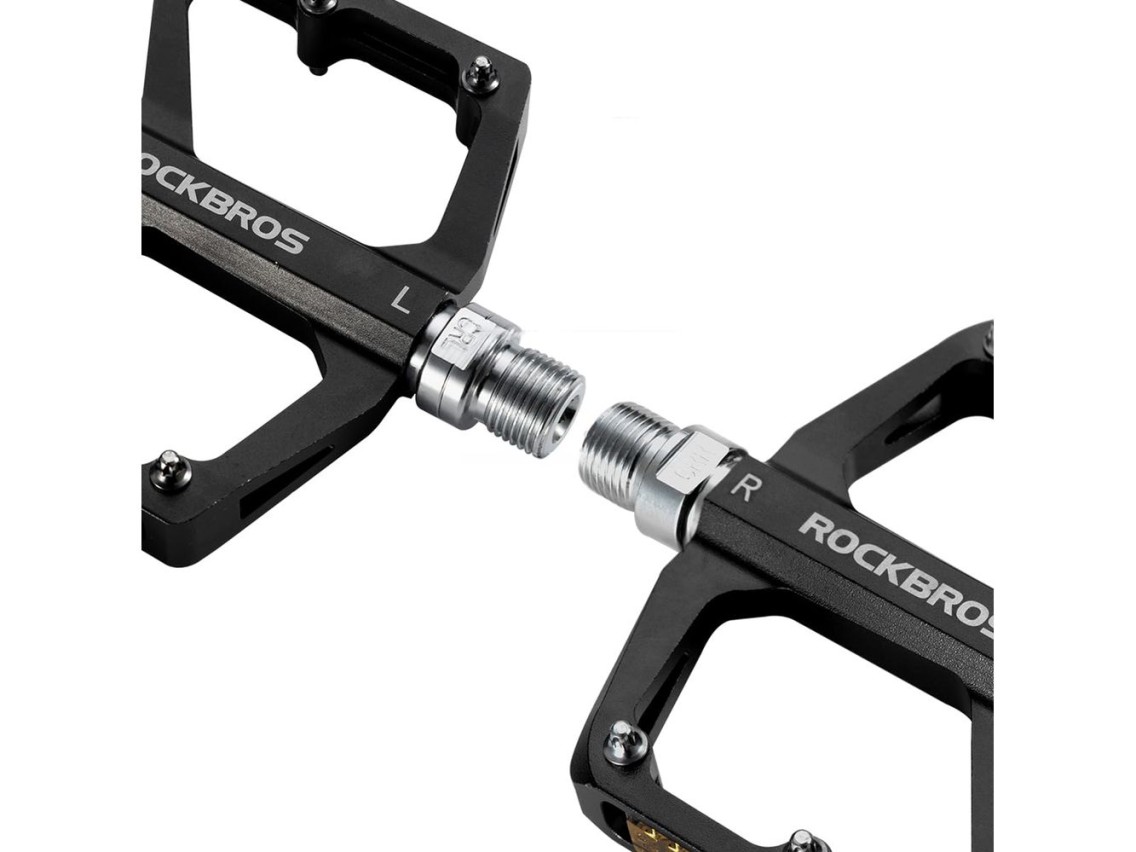 Rockbros K371 Reflective Aluminum Bicycle Pedals with Sealed Bearings - Black
