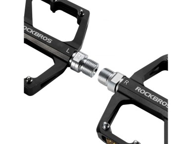Pedales de bicicleta reflectantes de aluminio Rockbros K371 con rodamientos sellados - Negro