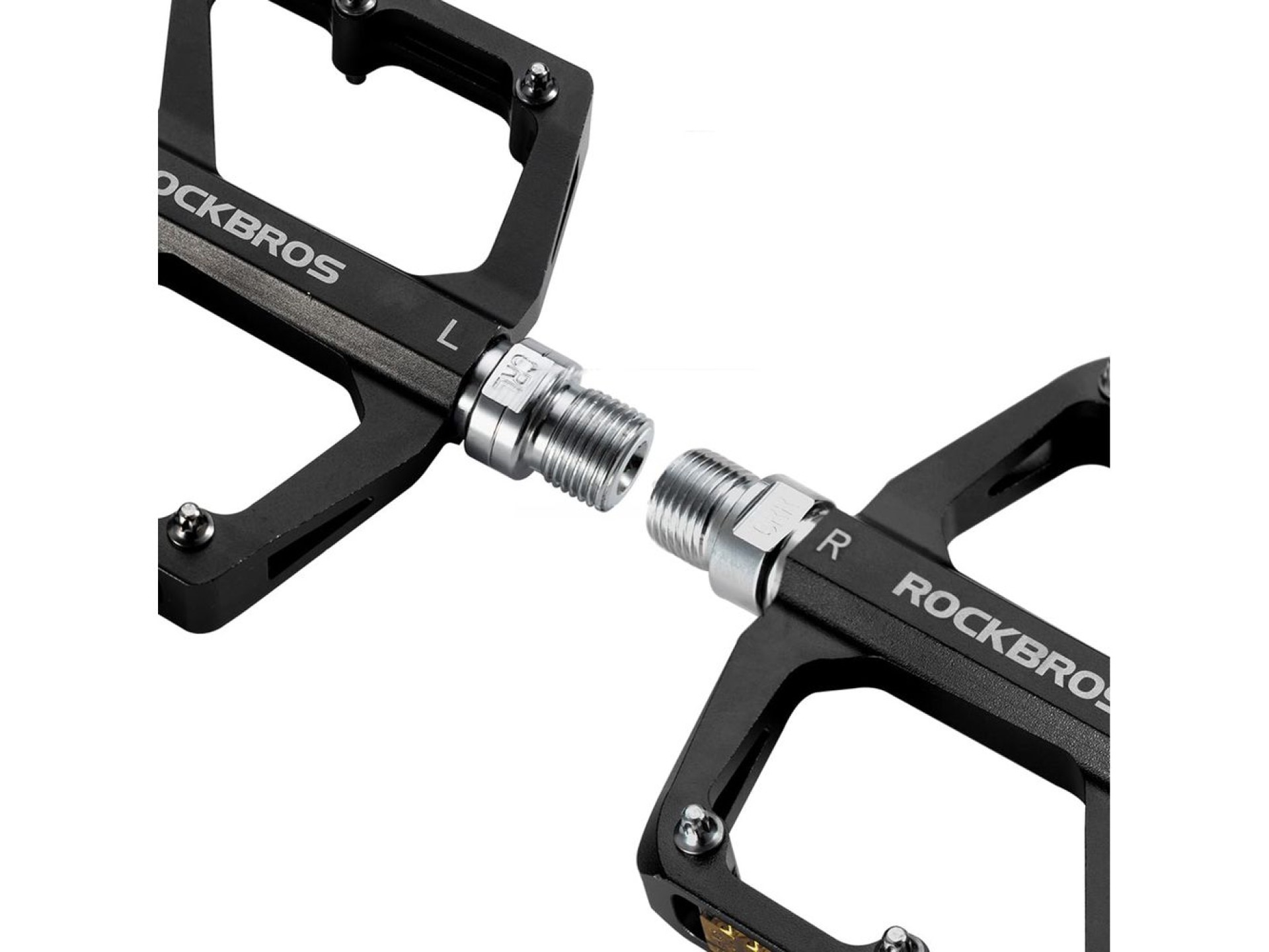 Rockbros K371 Reflective Aluminum Bicycle Pedals with Sealed Bearings - Black