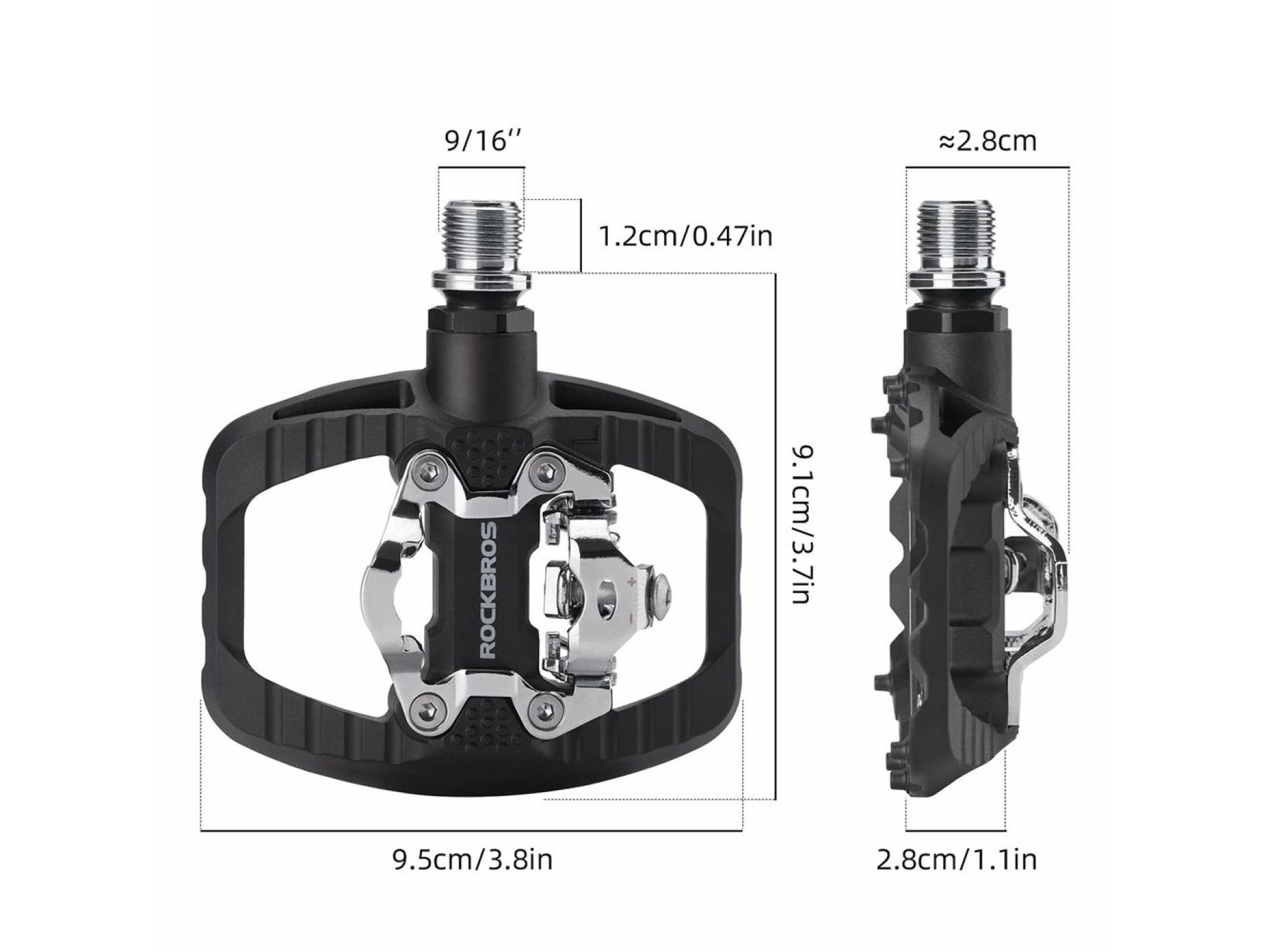 Rockbros PD303 Half-Lock Platform Bicycle Pedals - Black