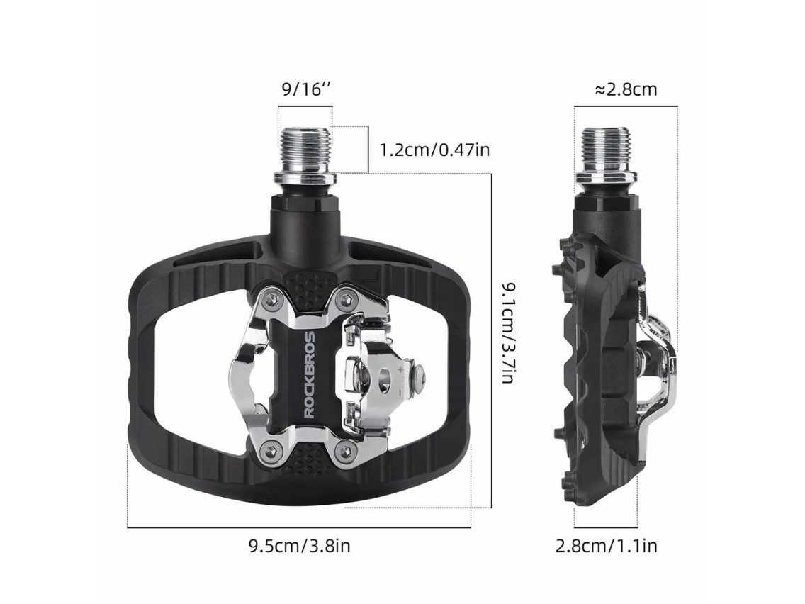 Rockbros PD303 Half-Lock Platform Bicycle Pedals - Black