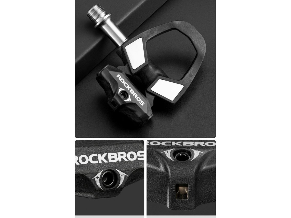 Tacos de pedal Rockbros RD9 SPD em fibra de carbono e liga de titânio - Preto