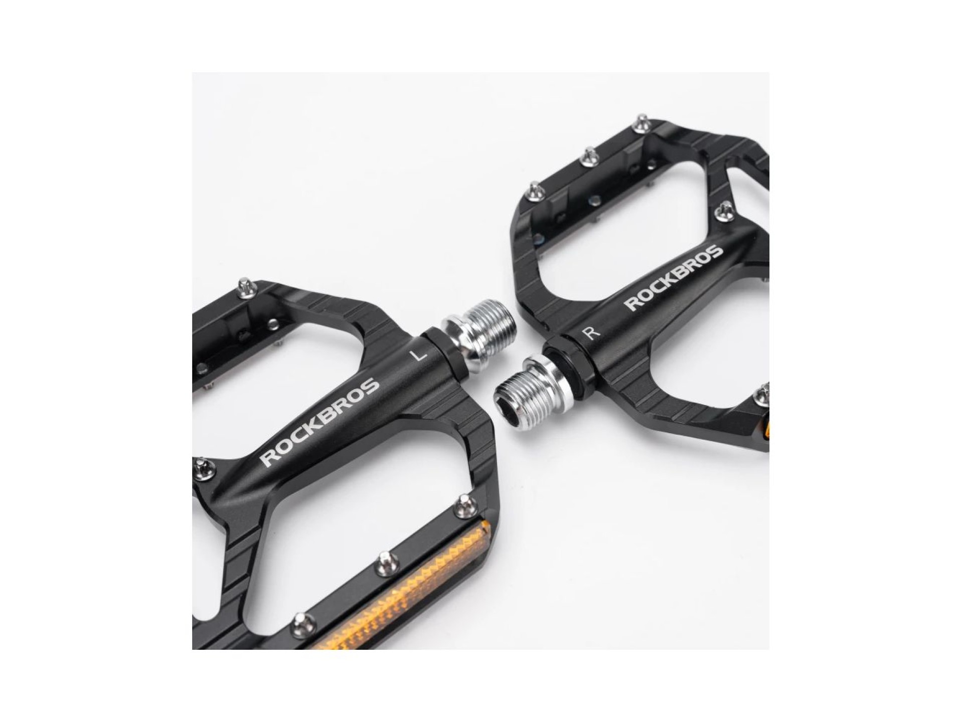 Rockbros C700 Reflective Aluminum Platform Bicycle Pedals - Black