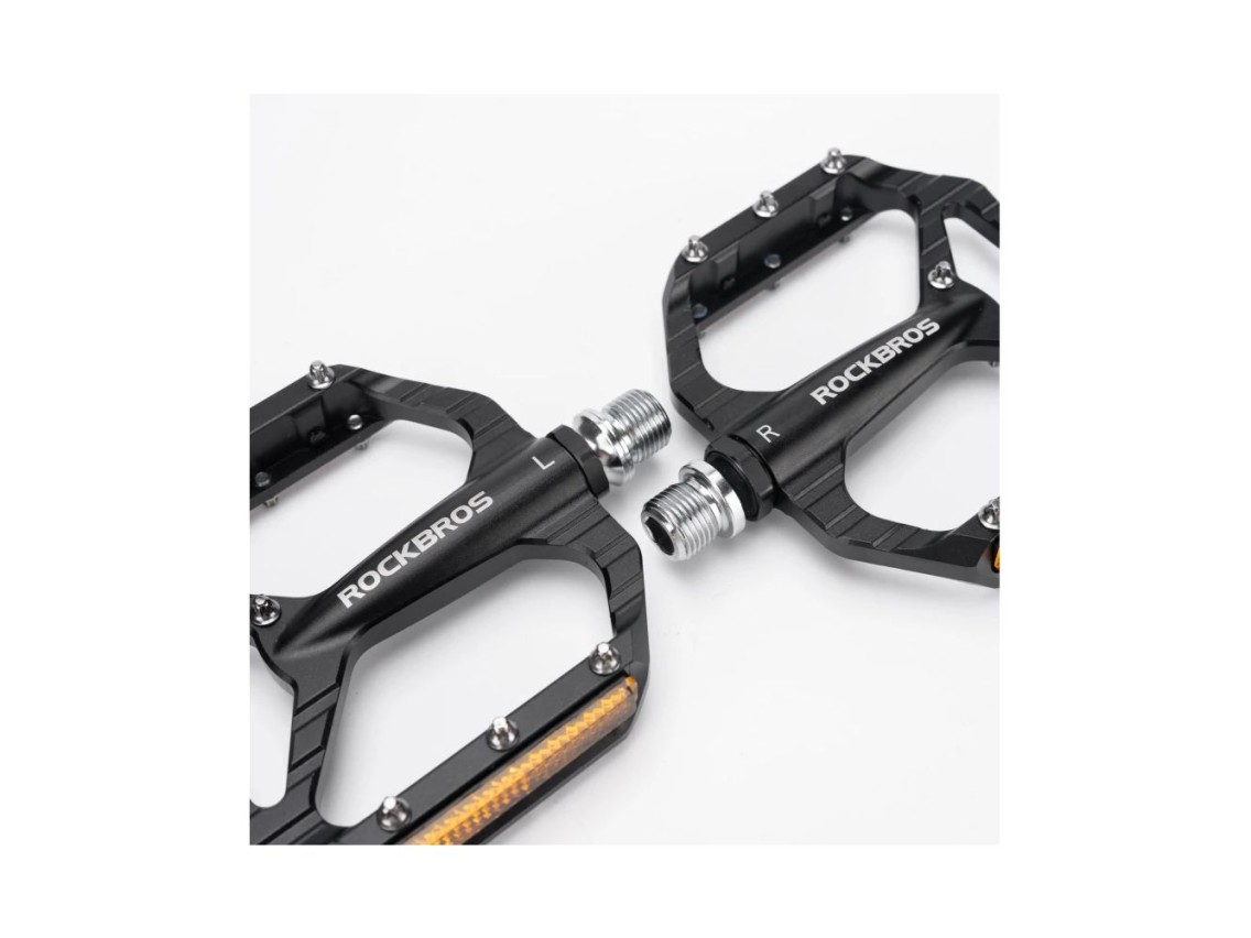 Rockbros C700 Reflective Aluminum Platform Bicycle Pedals - Black