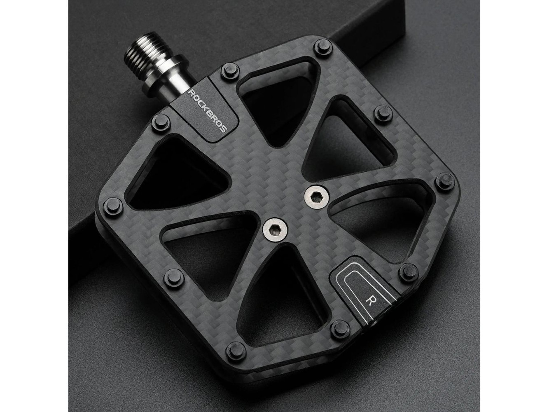 Pedales de plataforma para bicicleta Rockbros C525 de fibra de carbono - Negro