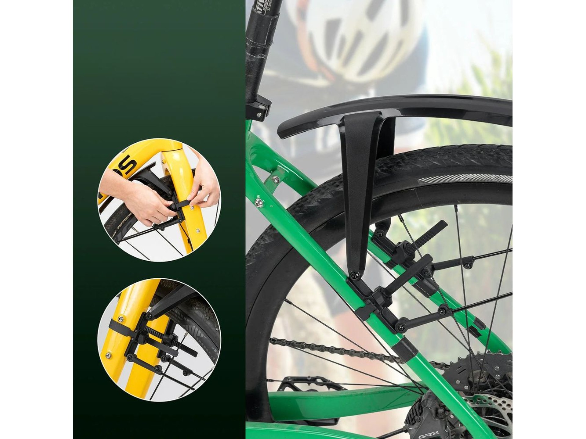 Para-lamas ajustáveis ??para bicicleta off-road Rockbros FK-892 - Preto