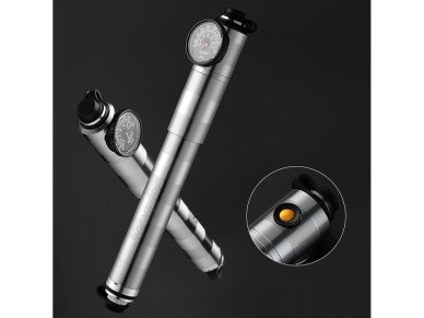 Rockbros HQ-67A-L03 Bicycle Pump with Pressure Gauge - Silver Rockbros HQ-67A-L03 Bicycle Pump with Pressure Gauge - Silver
