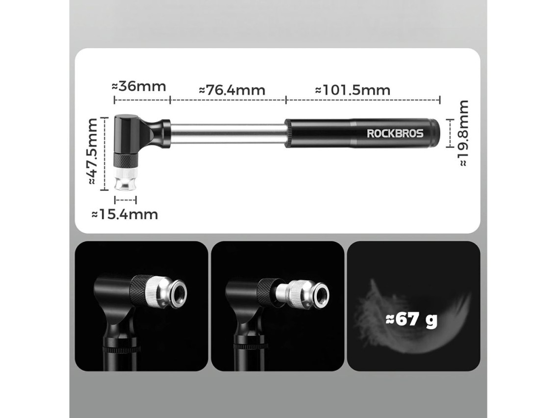 Rockbros JG-PB-11 Tool Kit with Pump and Spoon Patch Multitool - Black