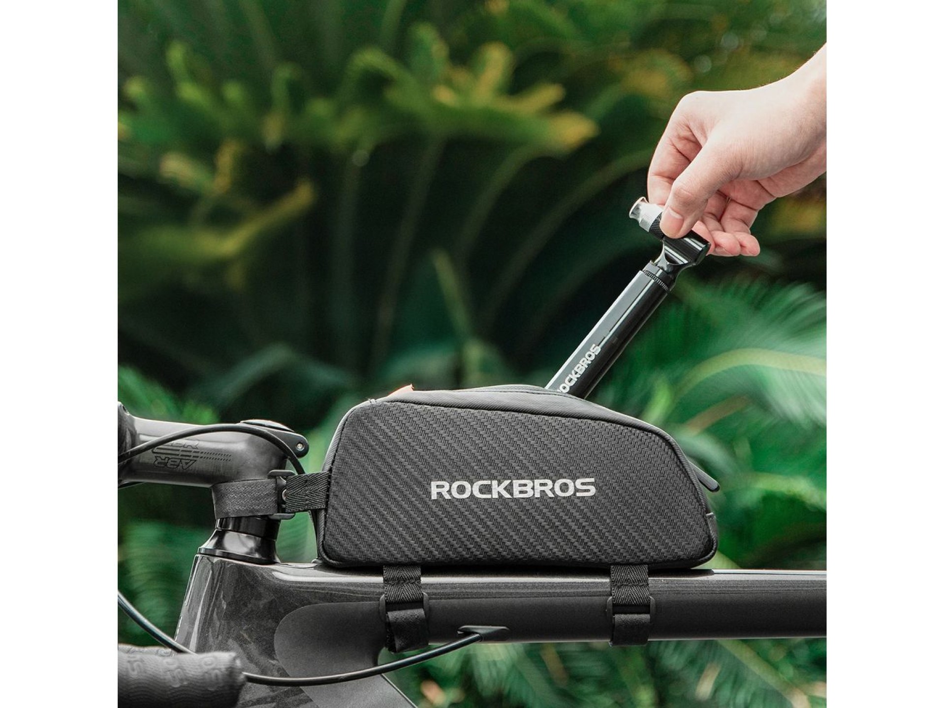Kit de ferramentas Rockbros JG-PB-11 com bomba e ferramenta multifuncional tipo colher - Preto
