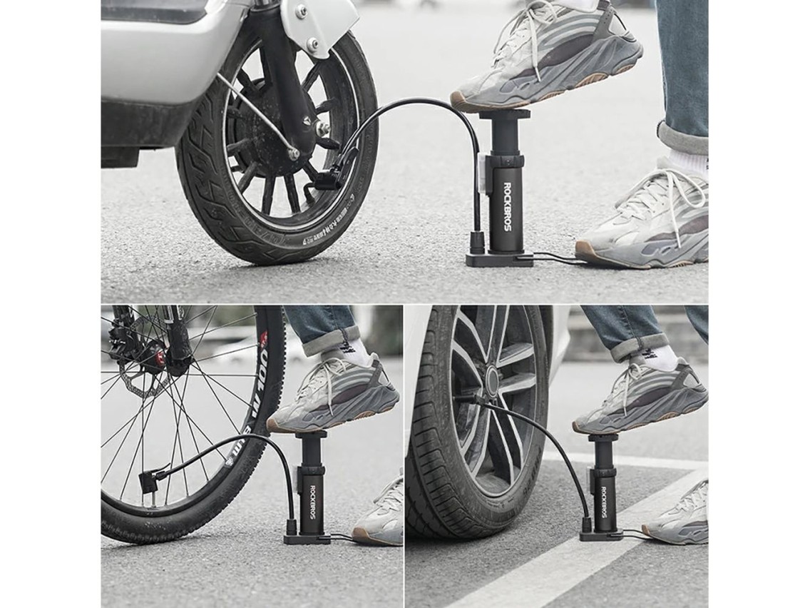 Rockbros 4522L Ultralight Foot Bicycle Pump - Black