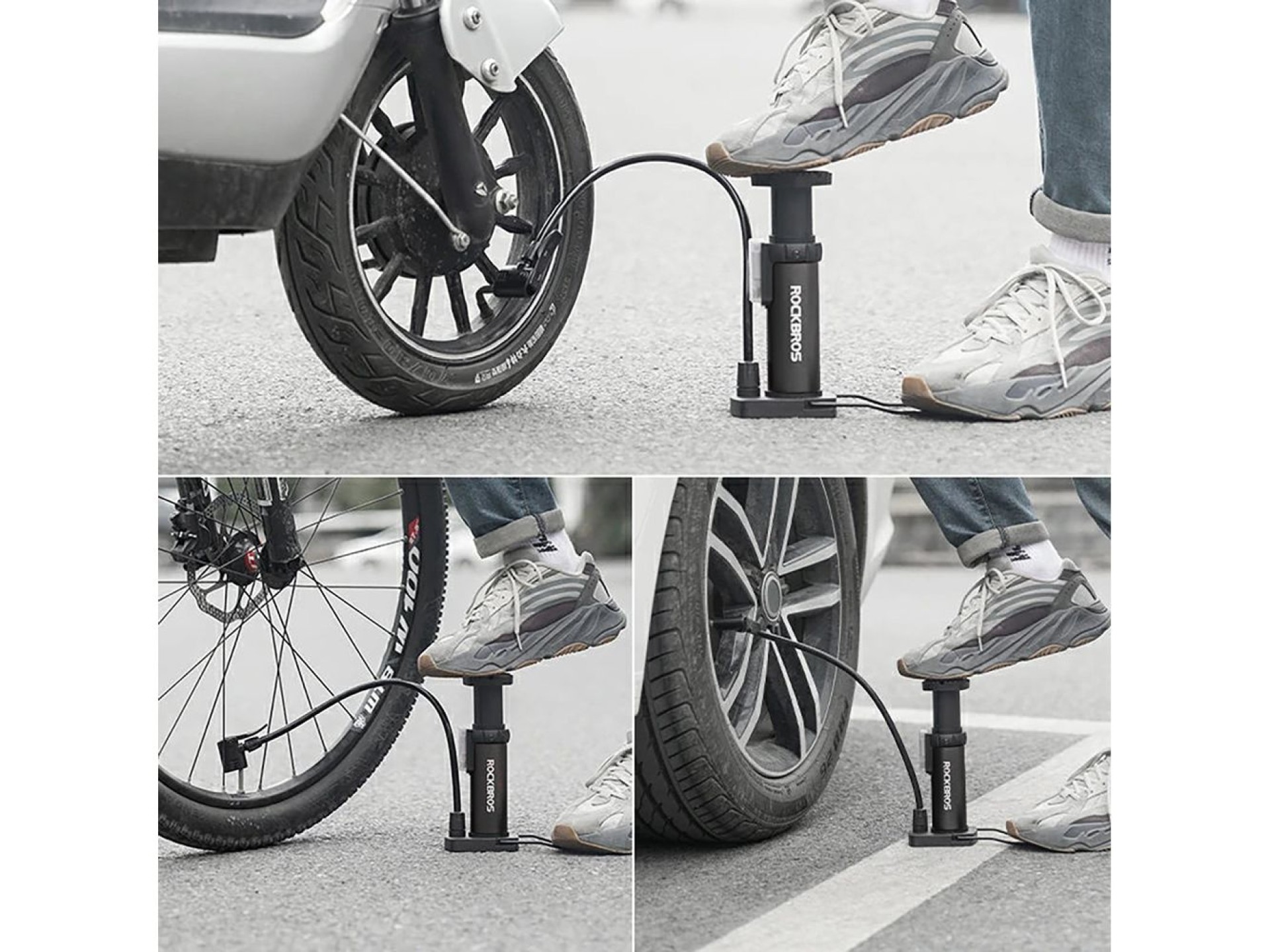 Rockbros 4522L Ultralight Foot Bicycle Pump - Black