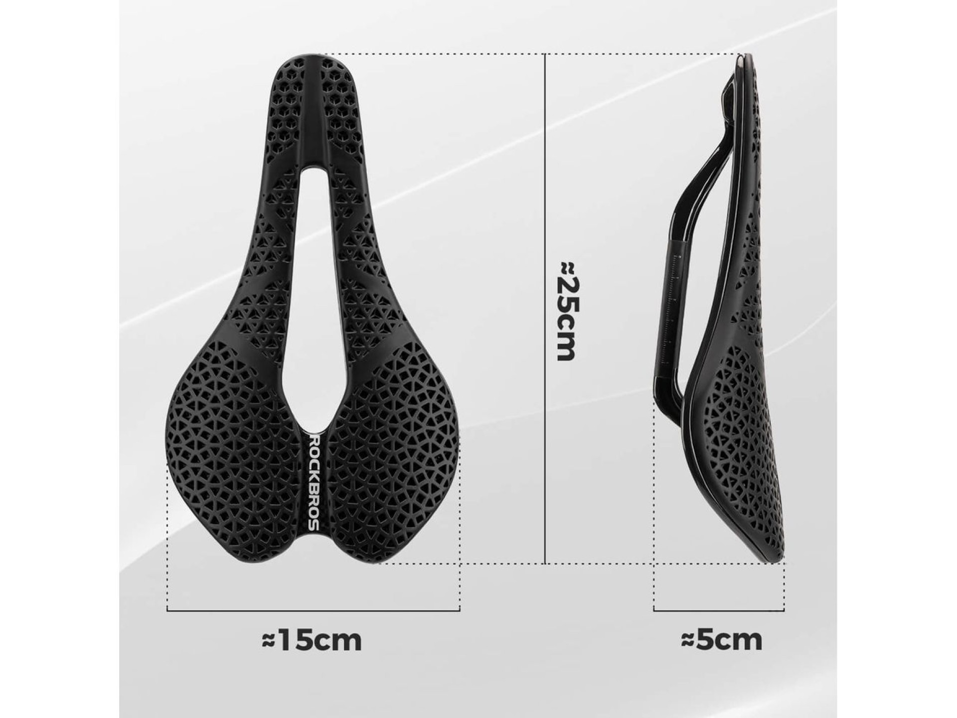 Sillín de bicicleta anatómico 3D impermeable Rockbros LF0214 - Negro