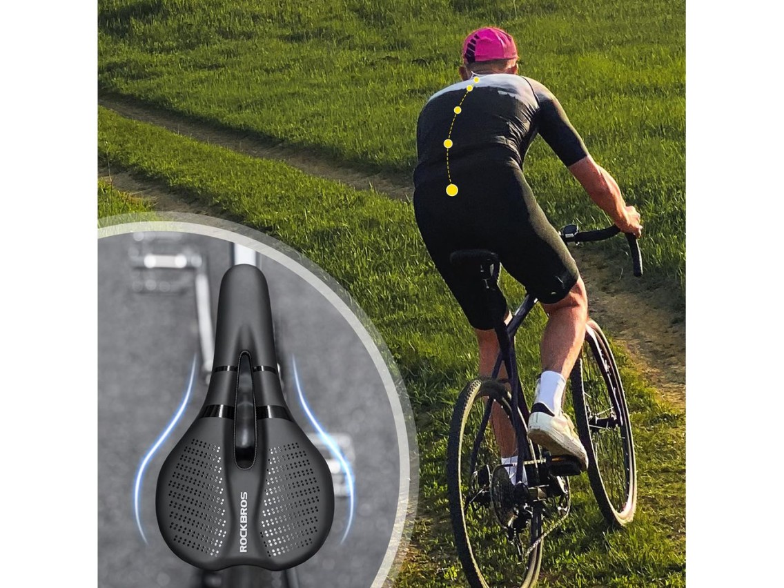 Rockbros 8182 city bicycle saddle, comfortable, anatomical - black