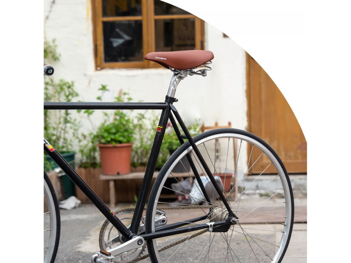 Rockbros 6800S retro comfort bicycle saddle - brown