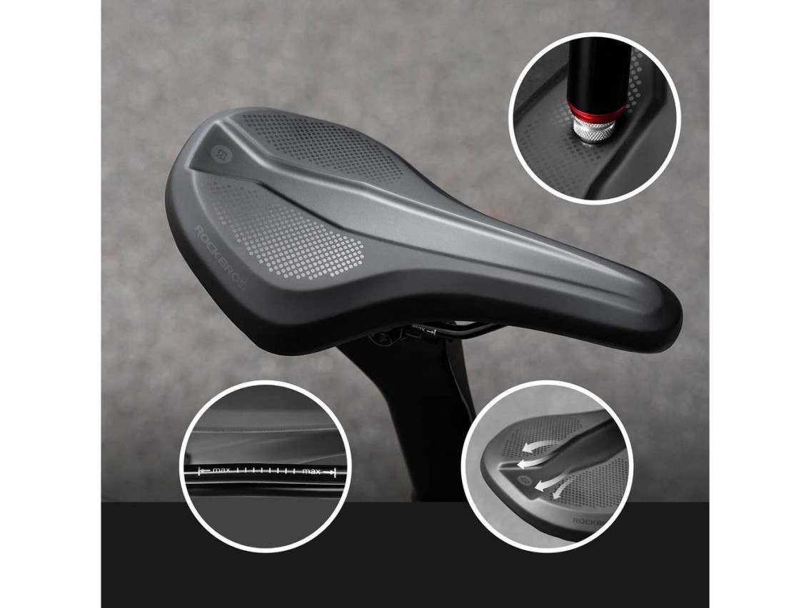 Sillín deportivo ergonómico para bicicleta Rockbros B824 - negro