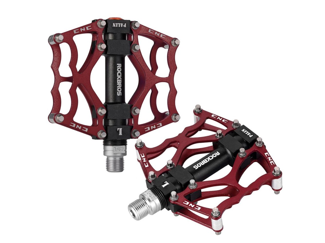 Rockbros JT201012LR 2010-12L Aluminum Platform Bicycle Pedals - Red
