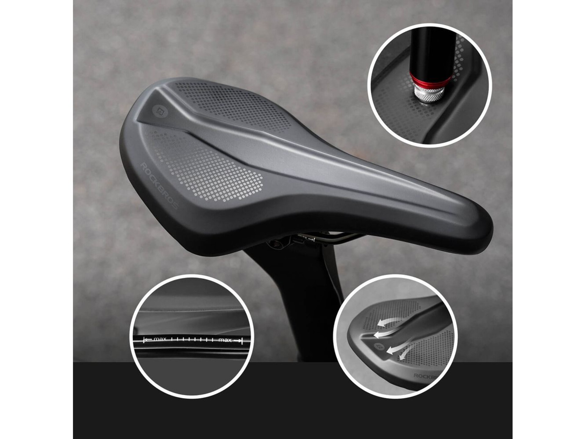 Rockbros B824 sports ergonomic bicycle saddle - black