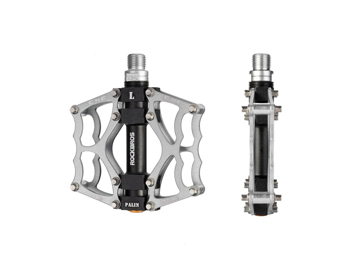 Pedais de plataforma de alum�nio Rockbros JT201012LS para bicicletas (modelos 2010-2012) - Prata