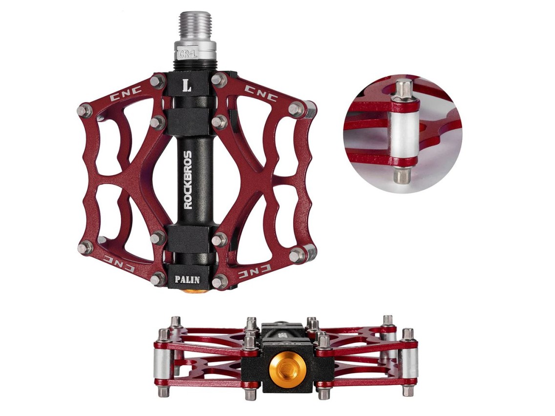 Rockbros JT201012LR 2010-12L Aluminum Platform Bicycle Pedals - Red