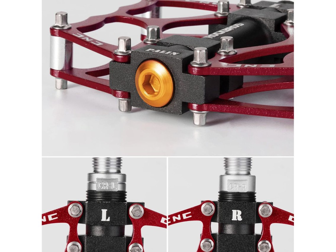 Rockbros JT201012LR 2010-12L Aluminum Platform Bicycle Pedals - Red