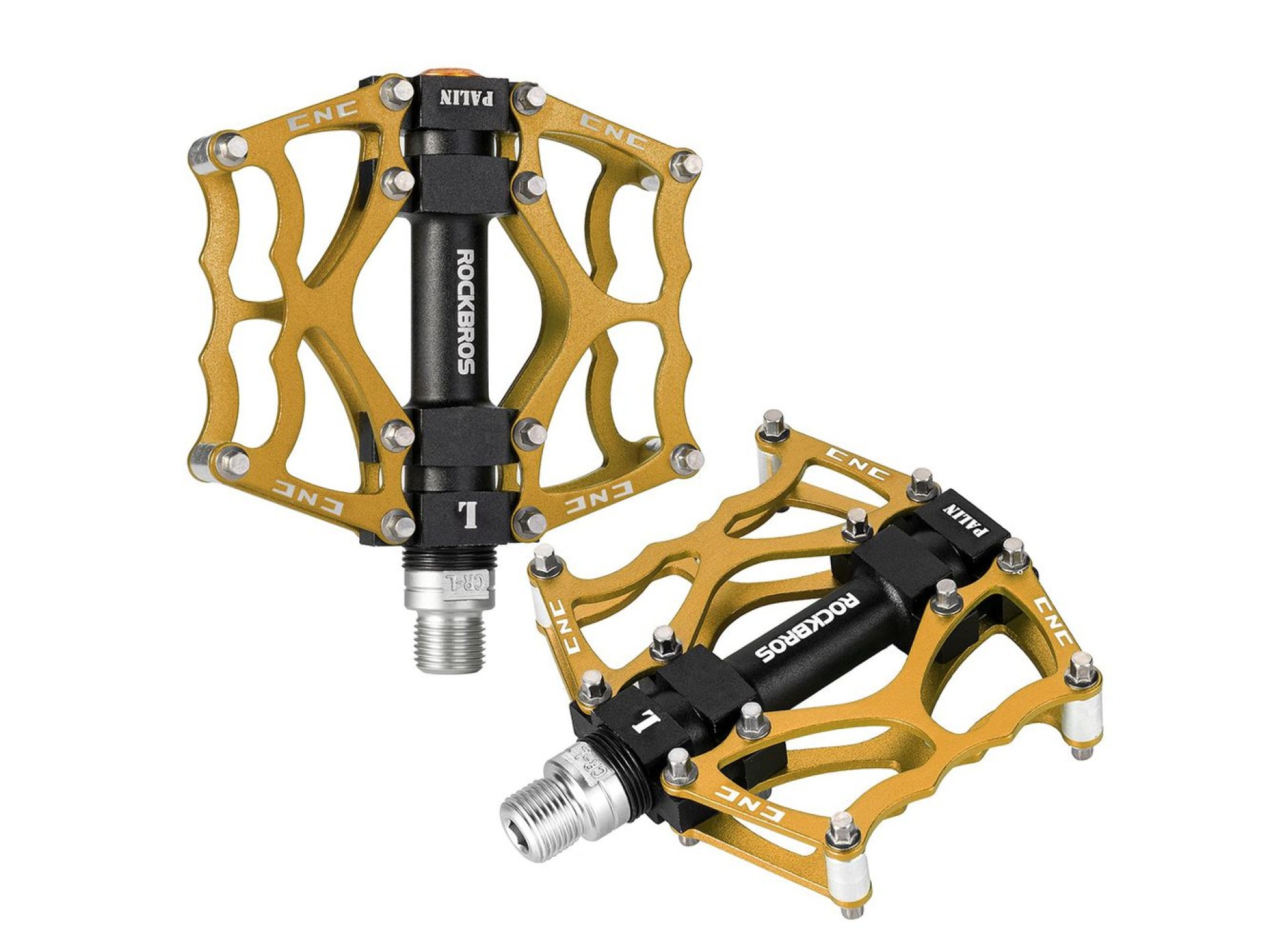 Pedais de plataforma de alumínio Rockbros JT201012LG para bicicletas (modelos 2010-2012) - Dourado