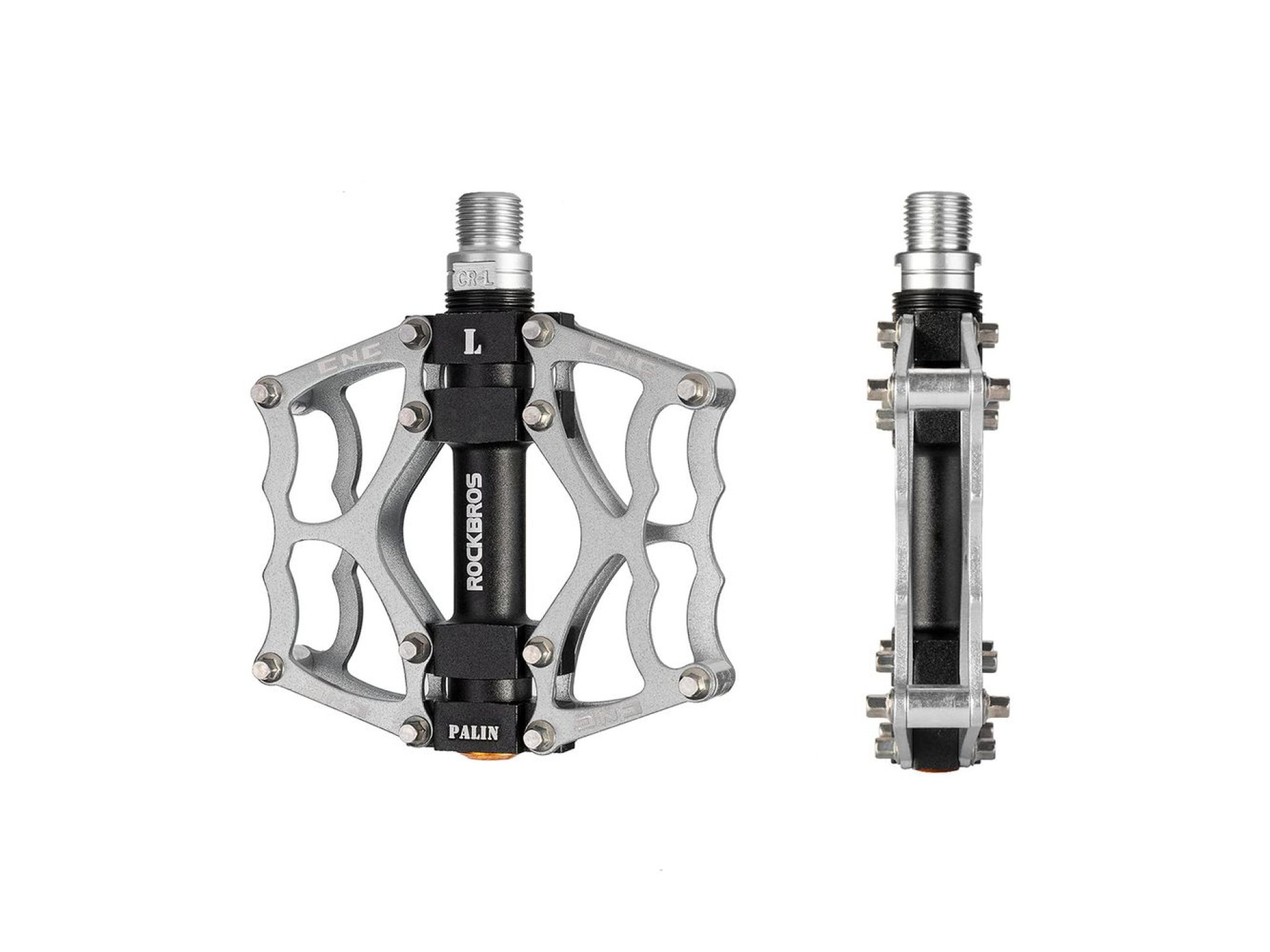 Pedais de plataforma de alumínio Rockbros JT201012LS para bicicletas (modelos 2010-2012) - Prata