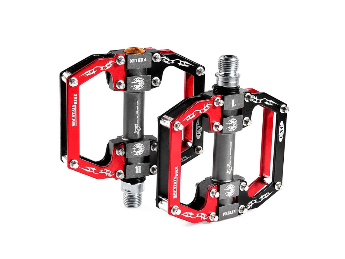 Rockbros 2010-12SBKR Aluminum Bicycle Pedals with Sealed Bearings - Black and Red
