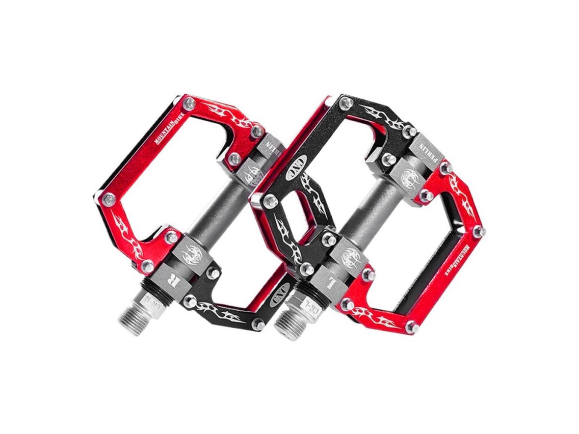 Rockbros 2010-12SBKR Aluminum Bicycle Pedals with Sealed Bearings - Black and Red