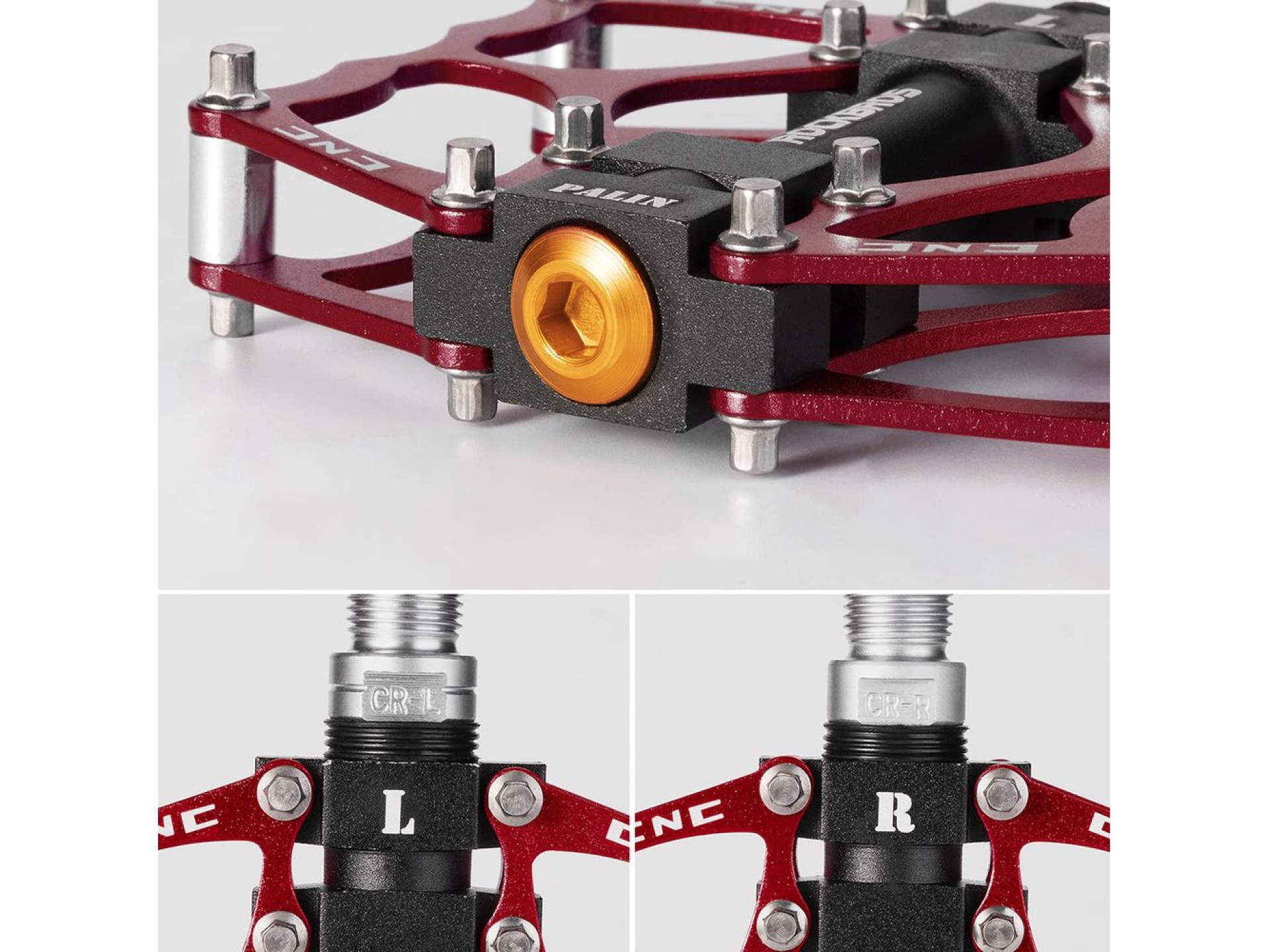 Rockbros JT201012LR 2010-12L Aluminum Platform Bicycle Pedals - Red