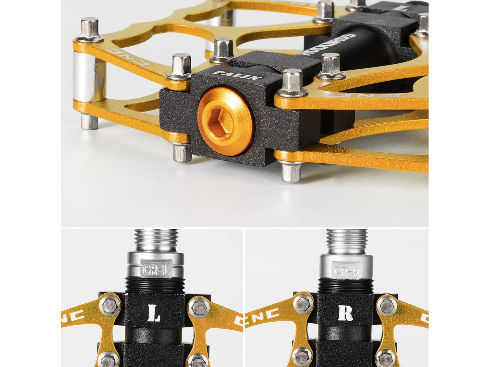 Pedais de plataforma de alumínio Rockbros JT201012LG para bicicletas (modelos 2010-2012) - Dourado