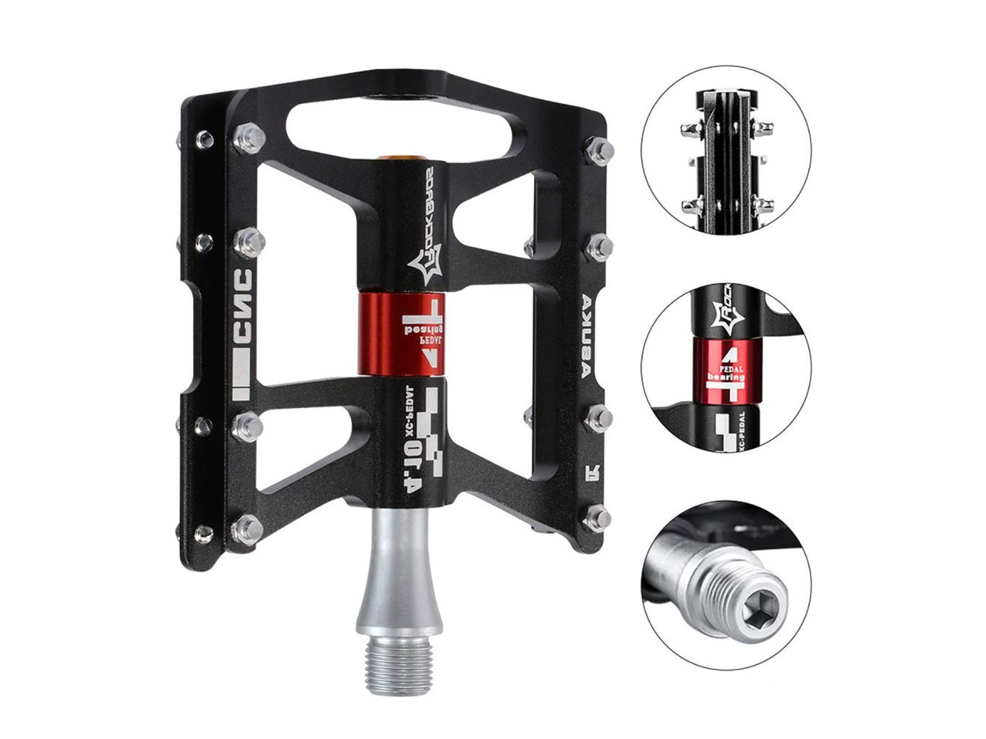 Pedais de bicicleta Rockbros JT410 4.10 com 4 rolamentos - Preto
