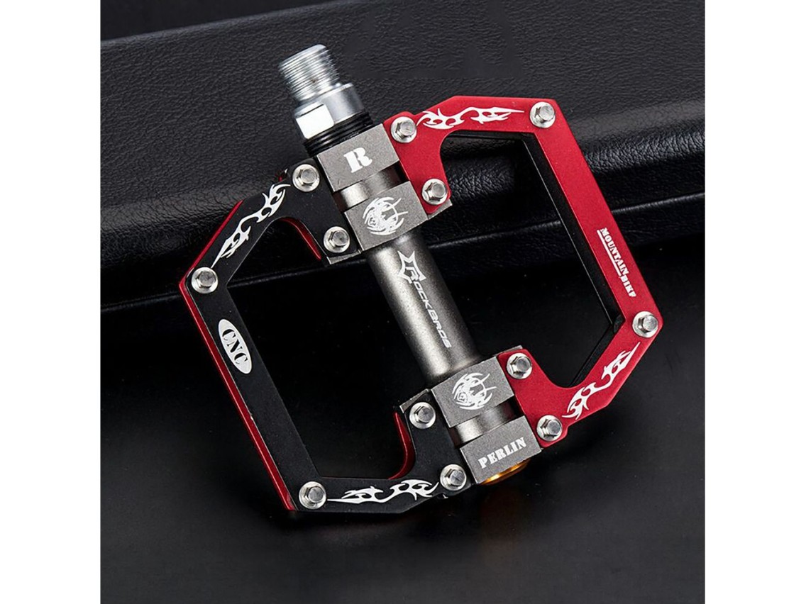Rockbros 2010-12SBKR Aluminum Bicycle Pedals with Sealed Bearings - Black and Red