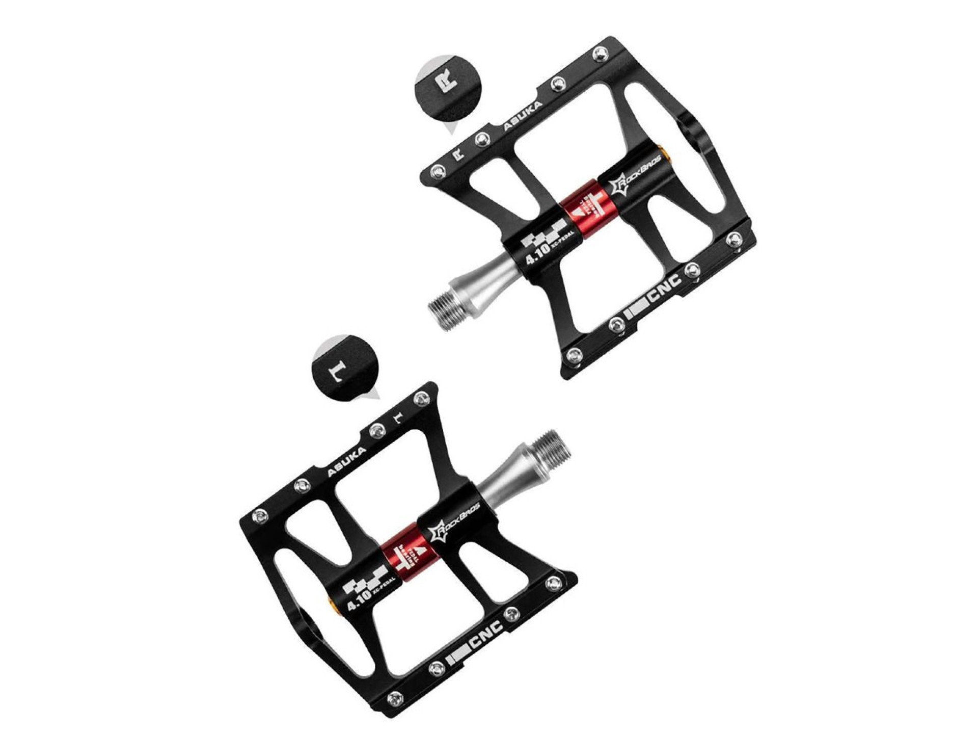 Pedais de bicicleta Rockbros JT410 4.10 com 4 rolamentos - Preto