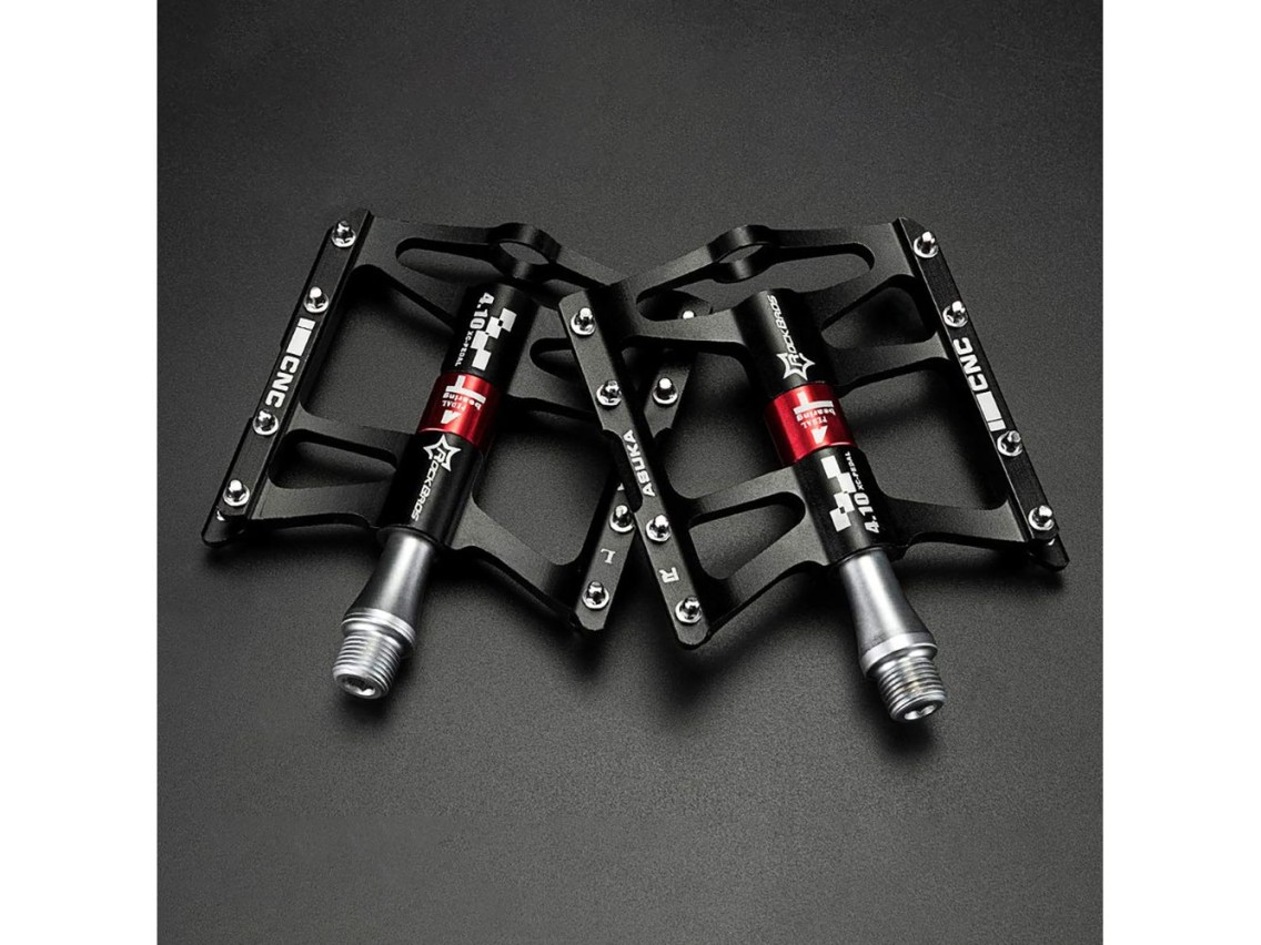 Pedais de bicicleta Rockbros JT410 4.10 com 4 rolamentos - Preto