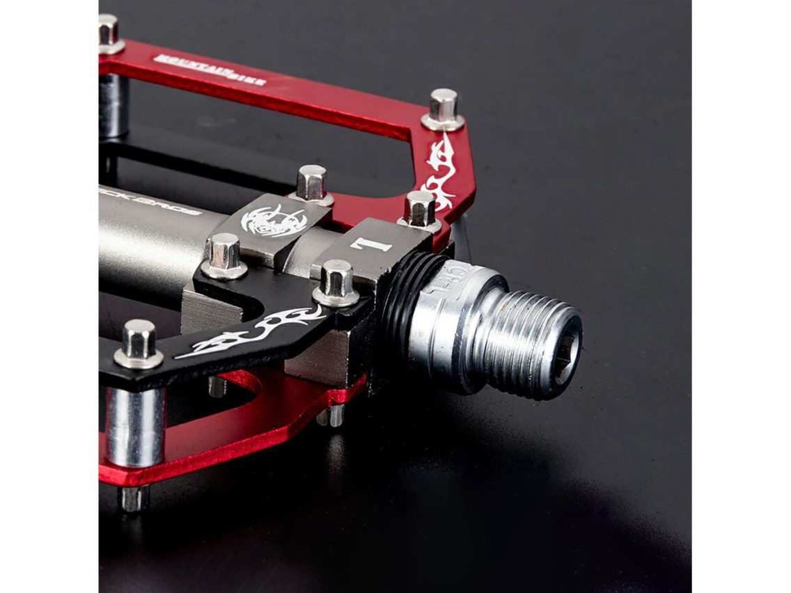 Rockbros 2010-12SBKR Aluminum Bicycle Pedals with Sealed Bearings - Black and Red