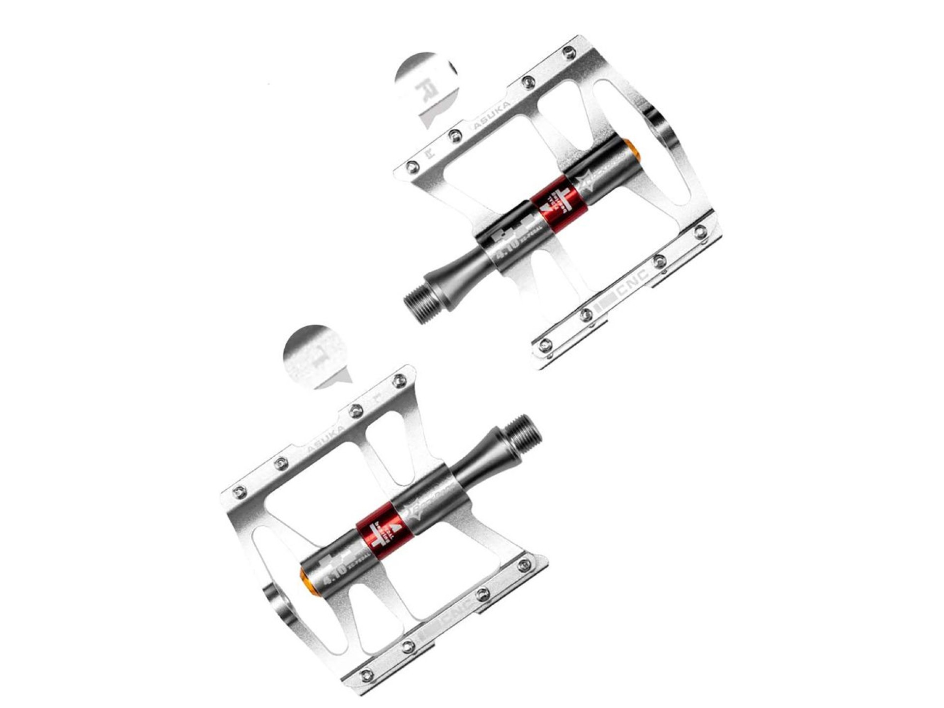 Pedais de bicicleta Rockbros JT410 4.10 com 4 rolamentos - Prata