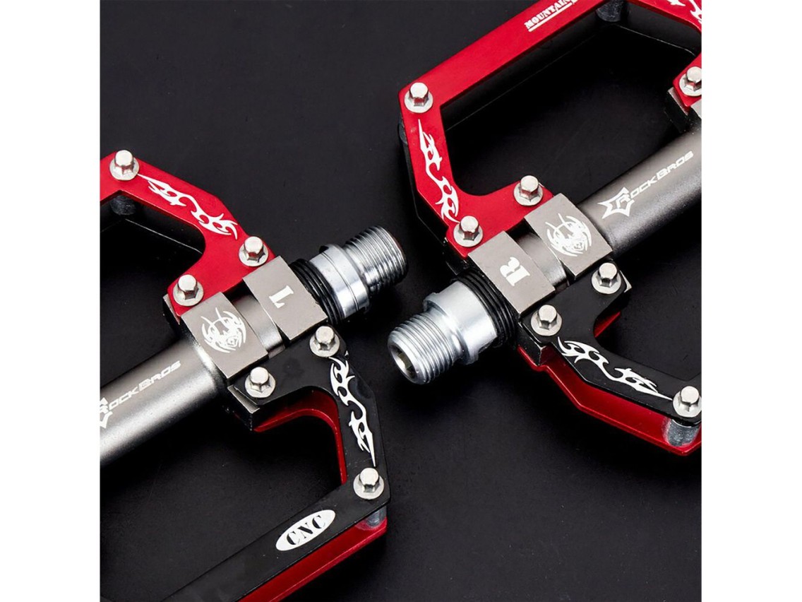 Rockbros 2010-12SBKR Aluminum Bicycle Pedals with Sealed Bearings - Black and Red