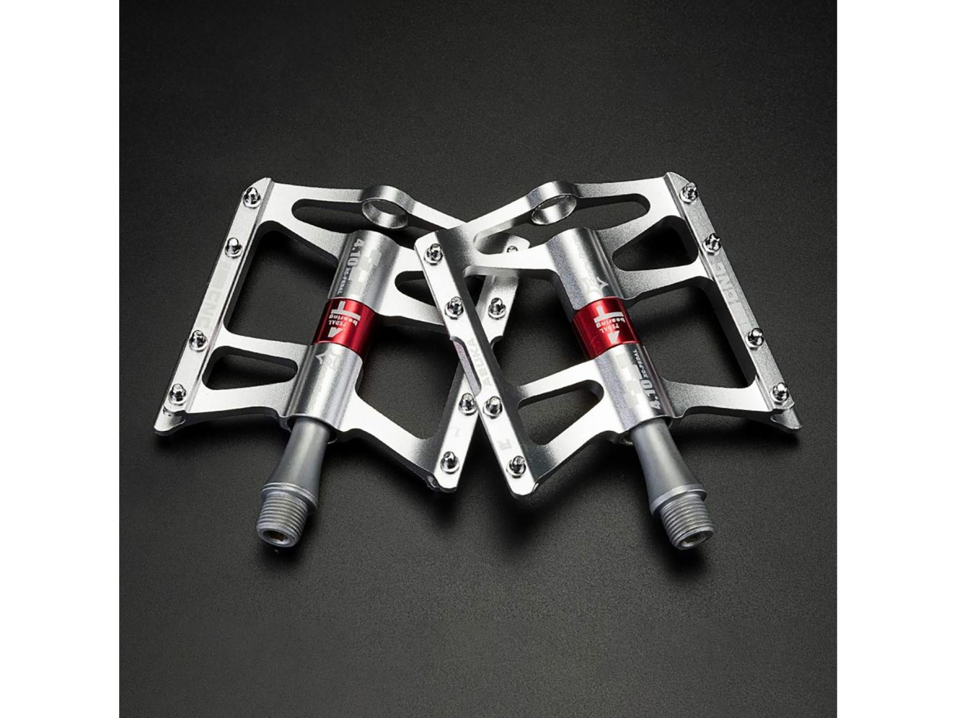 Pedais de bicicleta Rockbros JT410 4.10 com 4 rolamentos - Prata