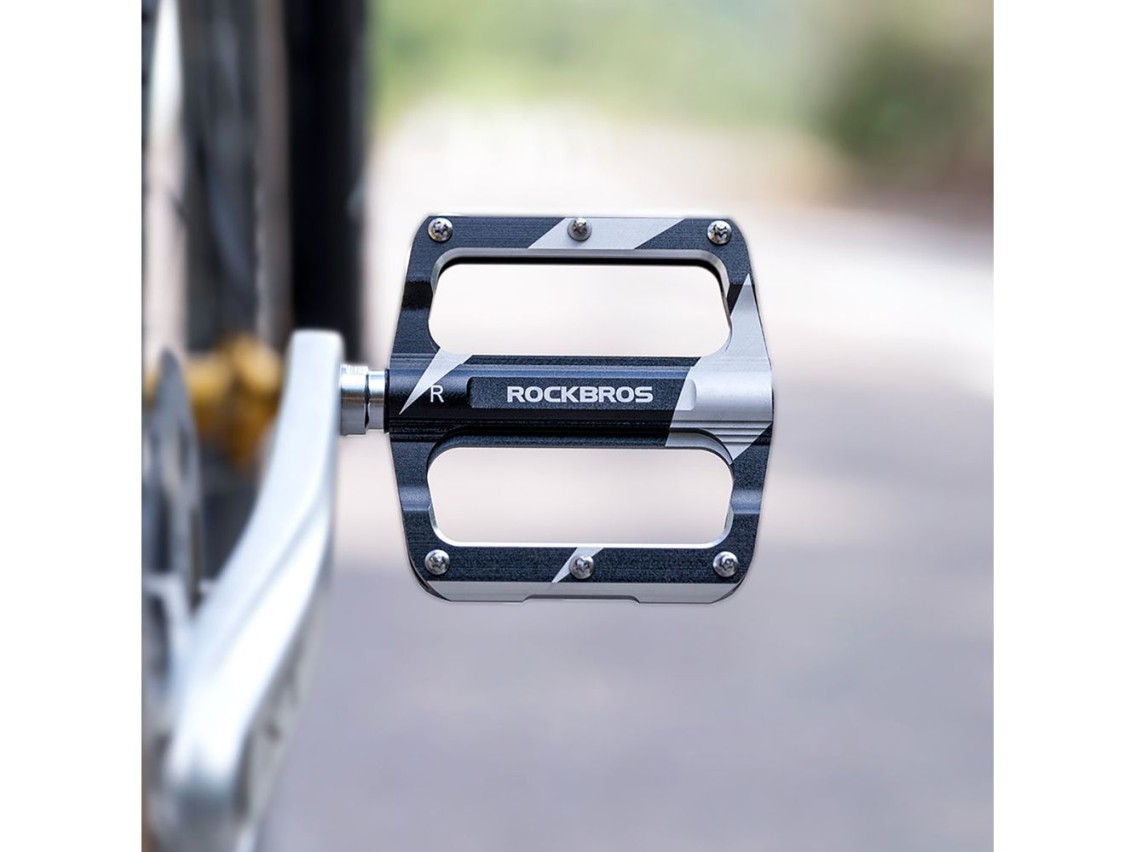 Pedais de alumínio Rockbros K306-BK para bicicleta MTB - Preto
