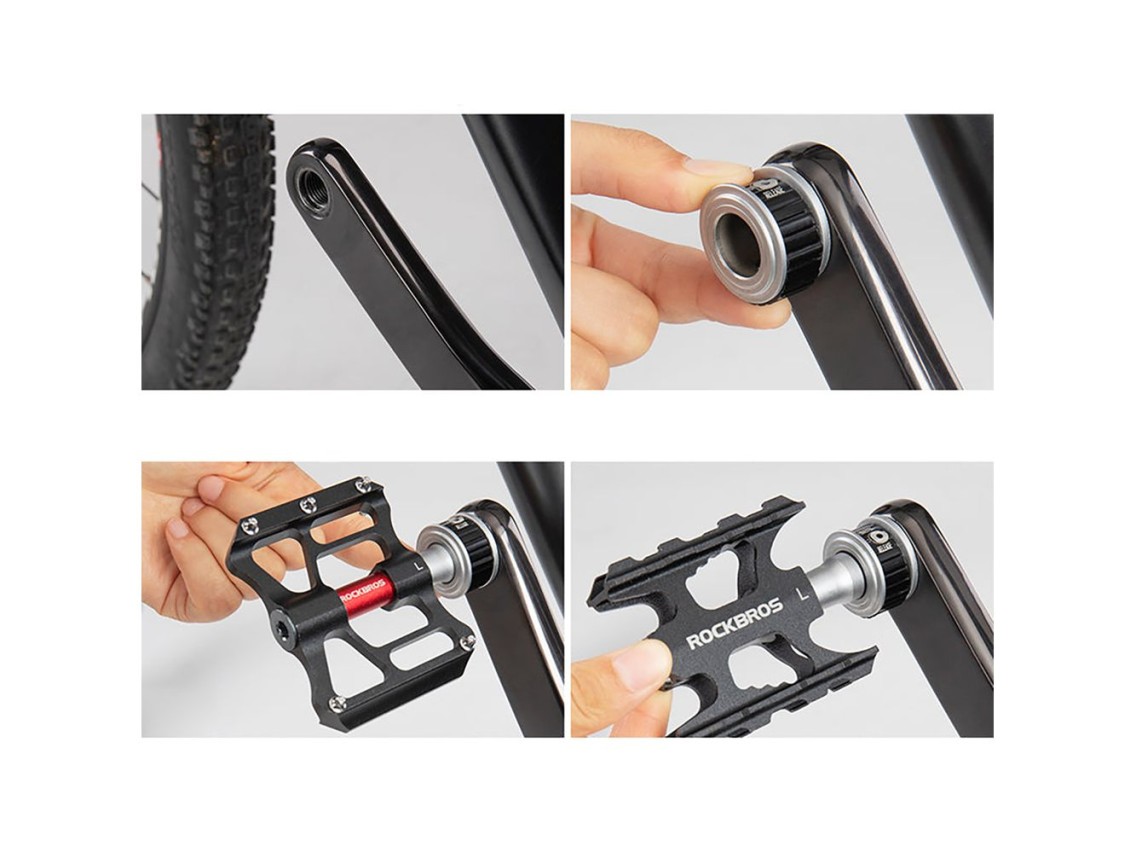 Pedais de bicicleta Rockbros K3462F-BK com sistema de liberação rápida e removíveis - Preto