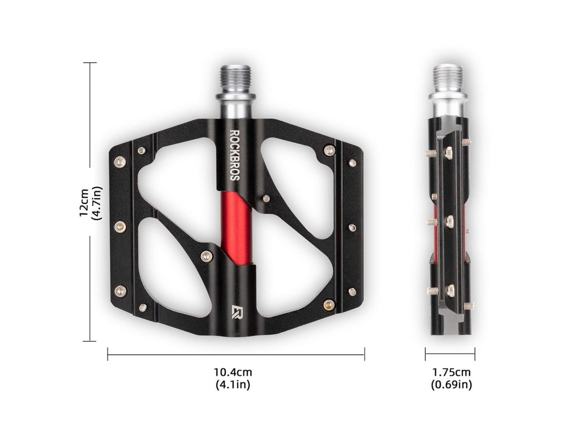 Rockbros 2020-12BBK Platform Aluminum Bicycle Pedals - Black