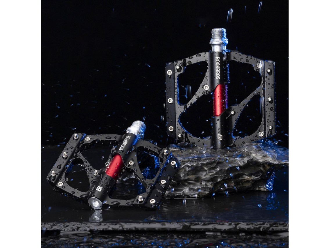 Pedais de plataforma Rockbros 2020-12BBK em alum�nio para bicicleta - Preto