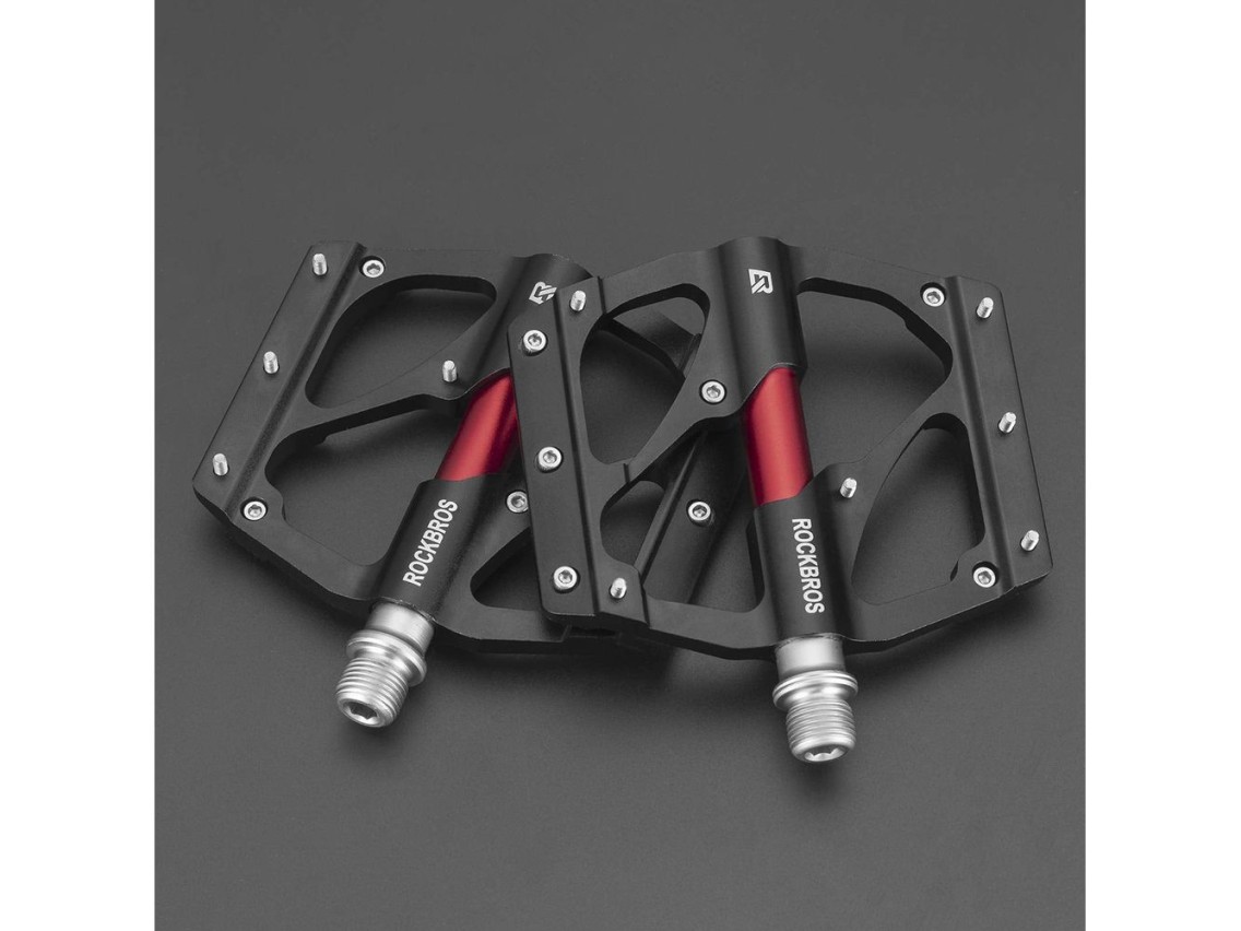 Pedais de plataforma Rockbros 2020-12BBK em alum�nio para bicicleta - Preto