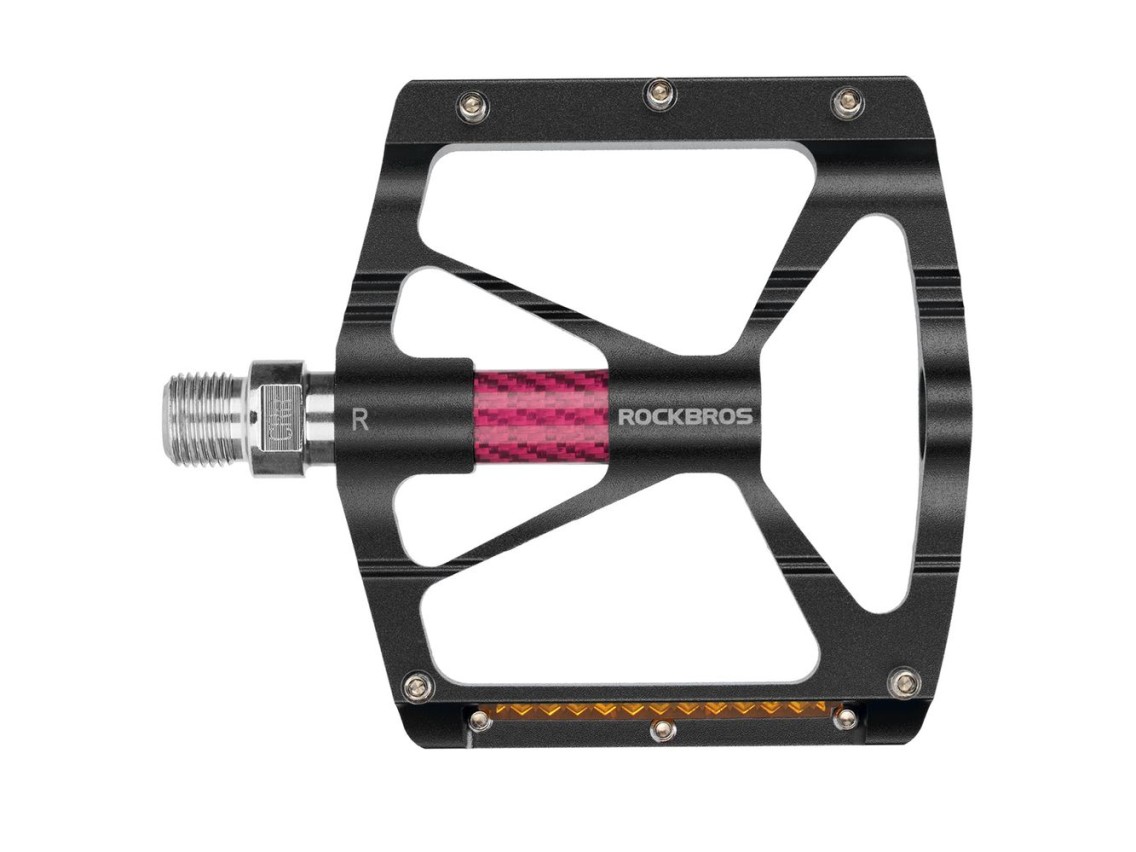 Pedales de plataforma reflectantes de aluminio Rockbros K307PT para bicicleta - Negro